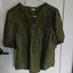 Maurices Dark Green Eyelet Blouse